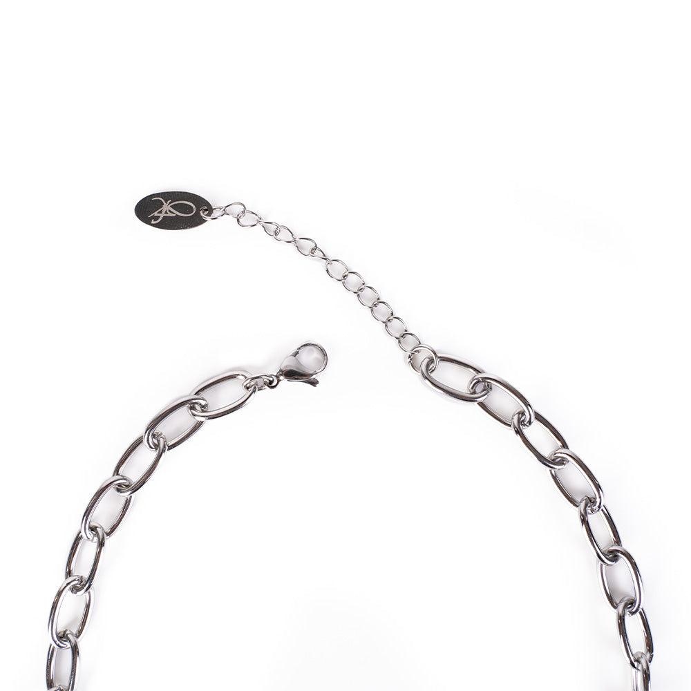 CHOKER NECKLACE WITH CROSS WITH HEART PEARLS AND OTHER PENDANTS