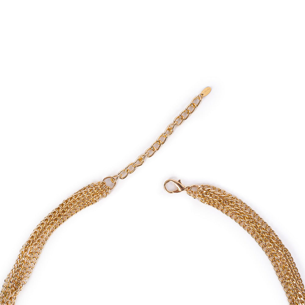 LONG MULTI-STRAIN NECKLACE WITH CHAINS AND BEADS