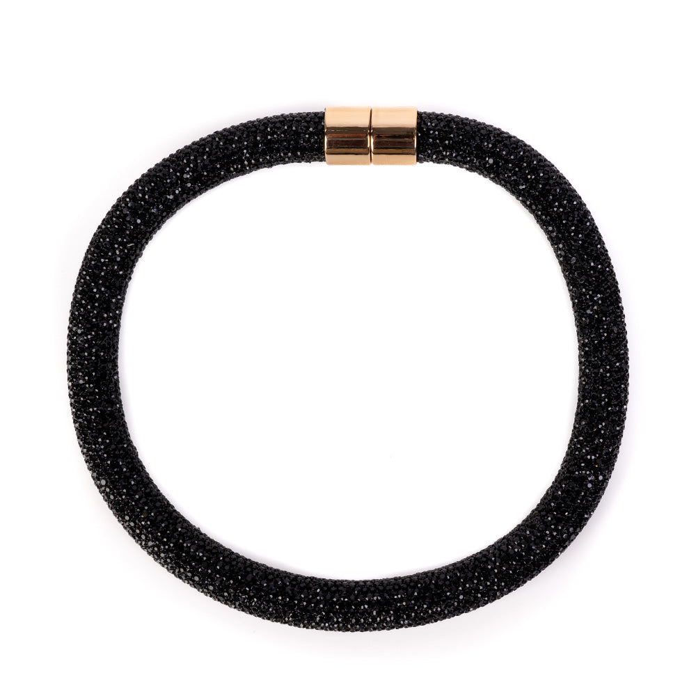 RHINESTONE CHOKER NECKLACE WITH MAGNETIC CLOSURE