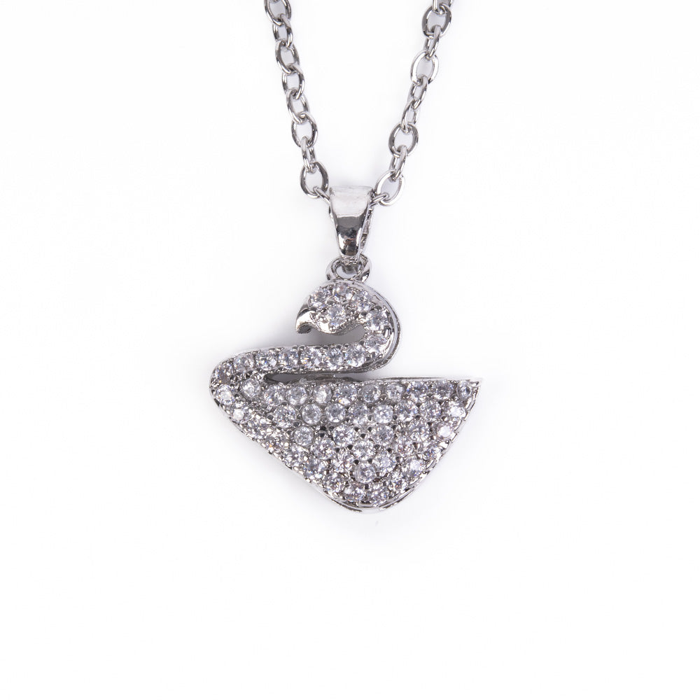 RHINESTONE SWAN PENDANT CHOKER NECKLACE