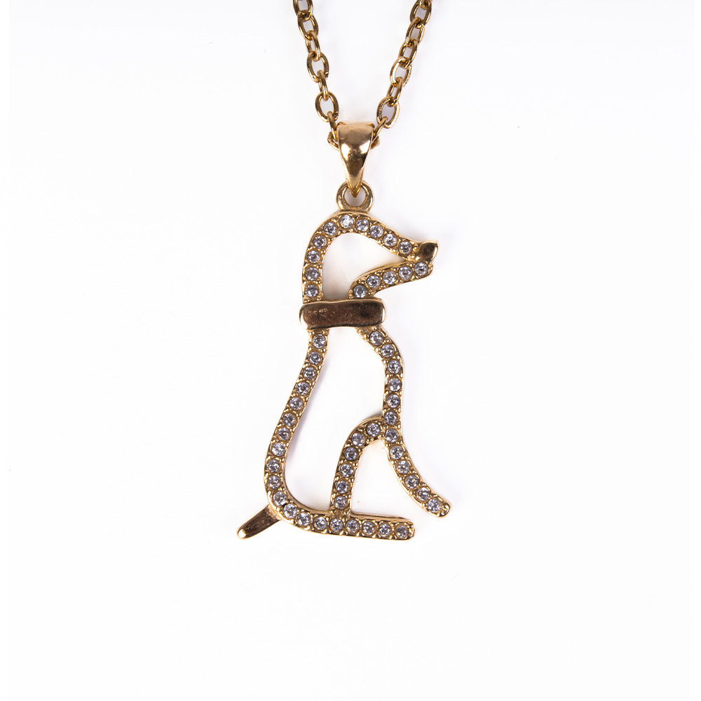 CHOKER NECKLACE WITH SILHOUETTE OF A DOG AND RHINESTONE
