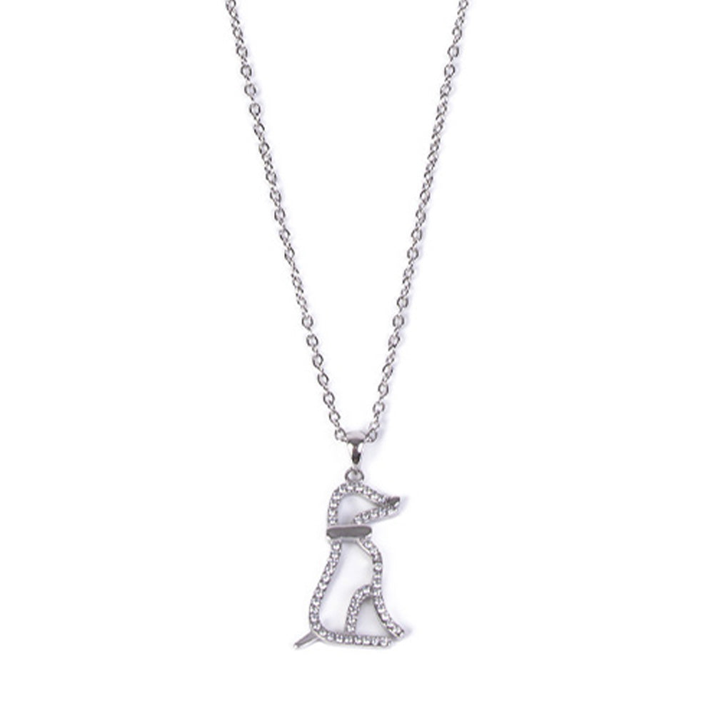 CHOKER NECKLACE WITH SILHOUETTE OF A DOG AND RHINESTONE