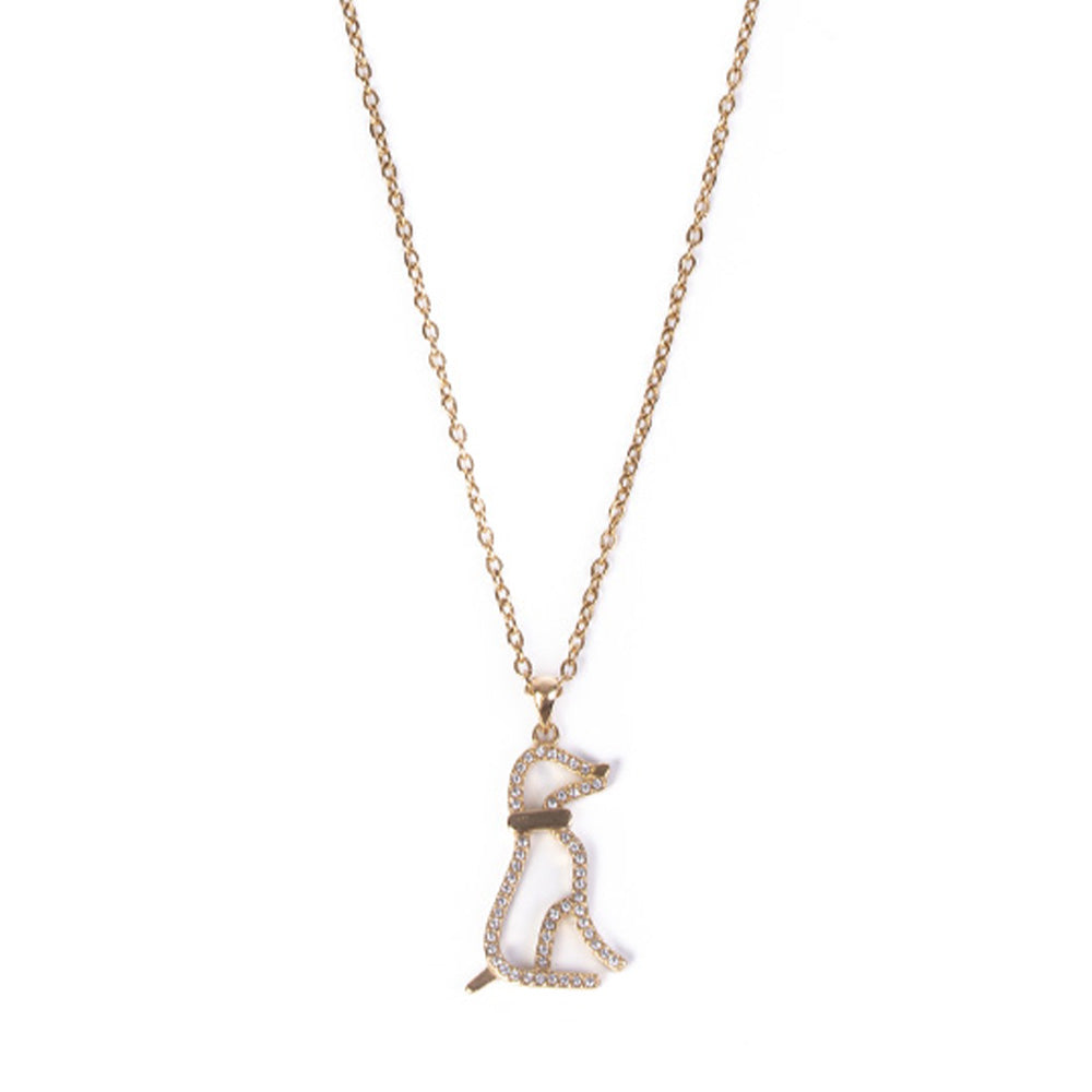 CHOKER NECKLACE WITH SILHOUETTE OF A DOG AND RHINESTONE