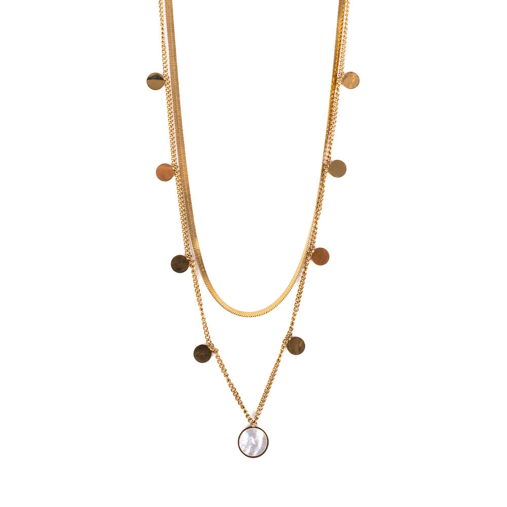 CHOKER NECKLACE WITH TWO STRANDS, ONE SNAKE AND ONE WITH DISCS