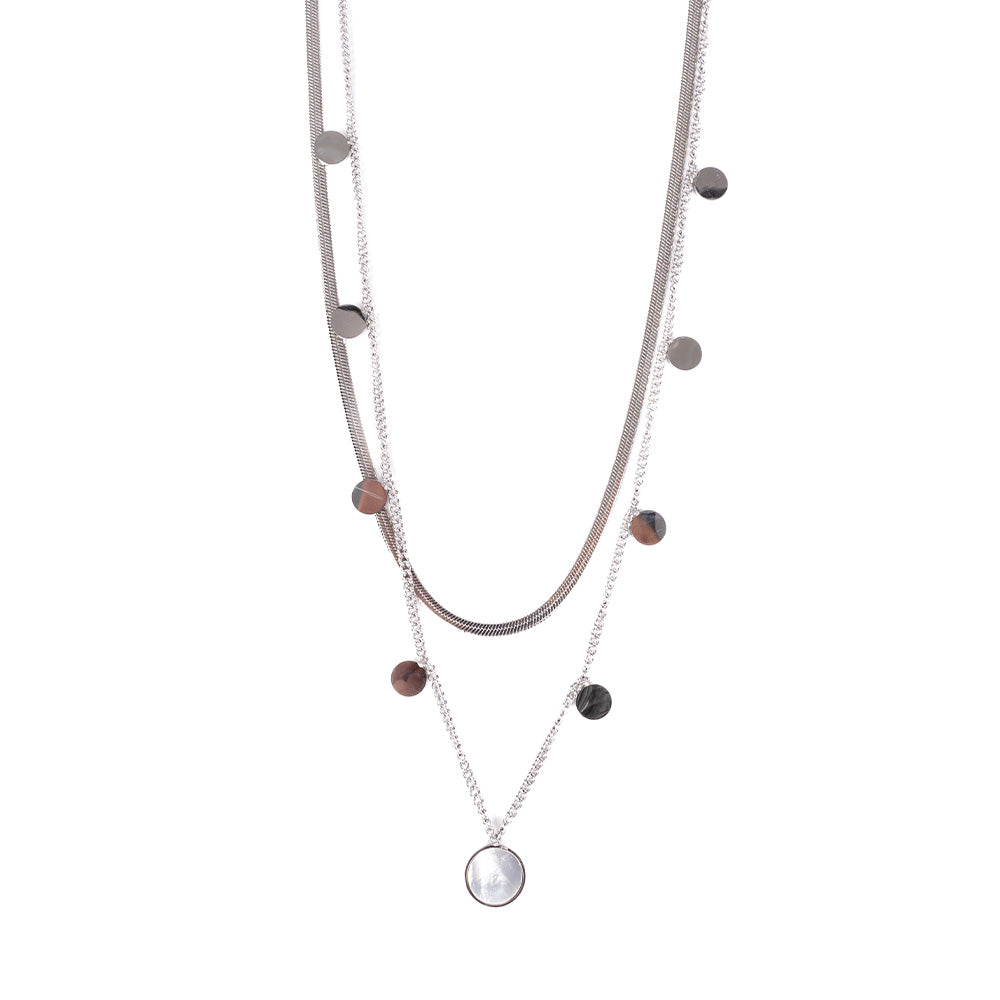 CHOKER NECKLACE WITH TWO STRANDS, ONE SNAKE AND ONE WITH DISCS