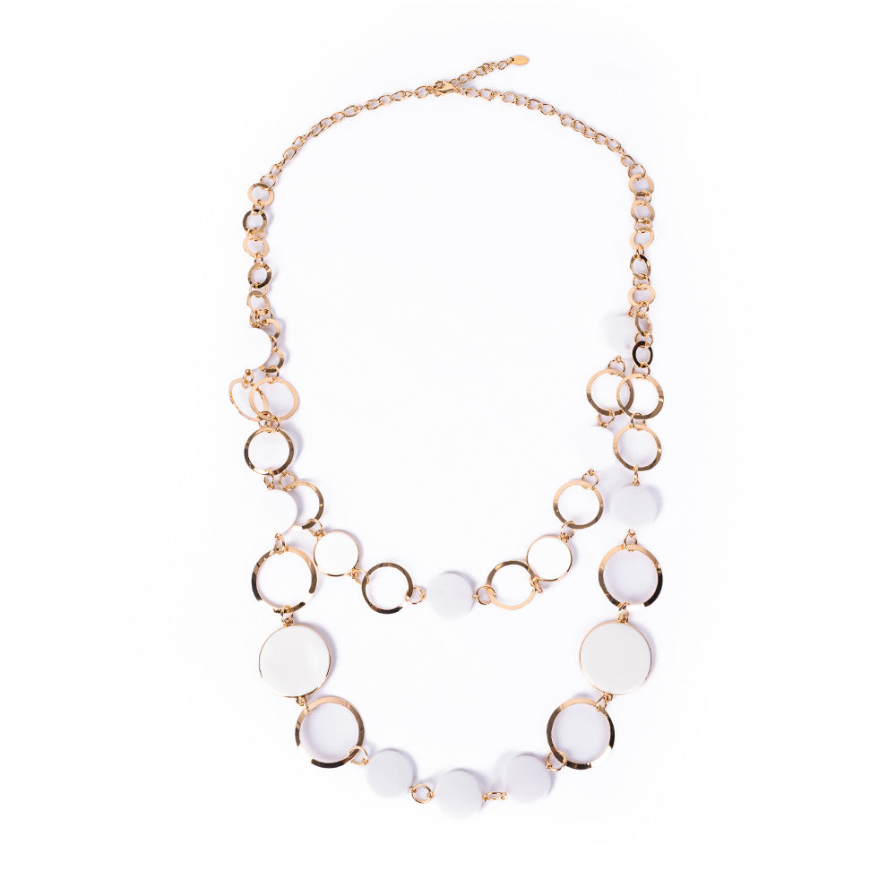LONG NECKLACE WITH RINGS AND DISCS