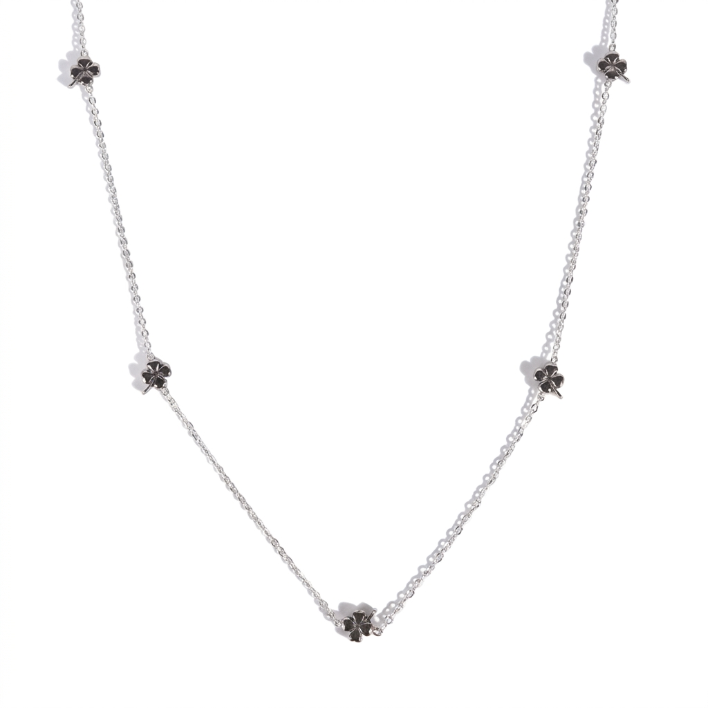 LONG THIN NECKLACE WITH CLOVERS