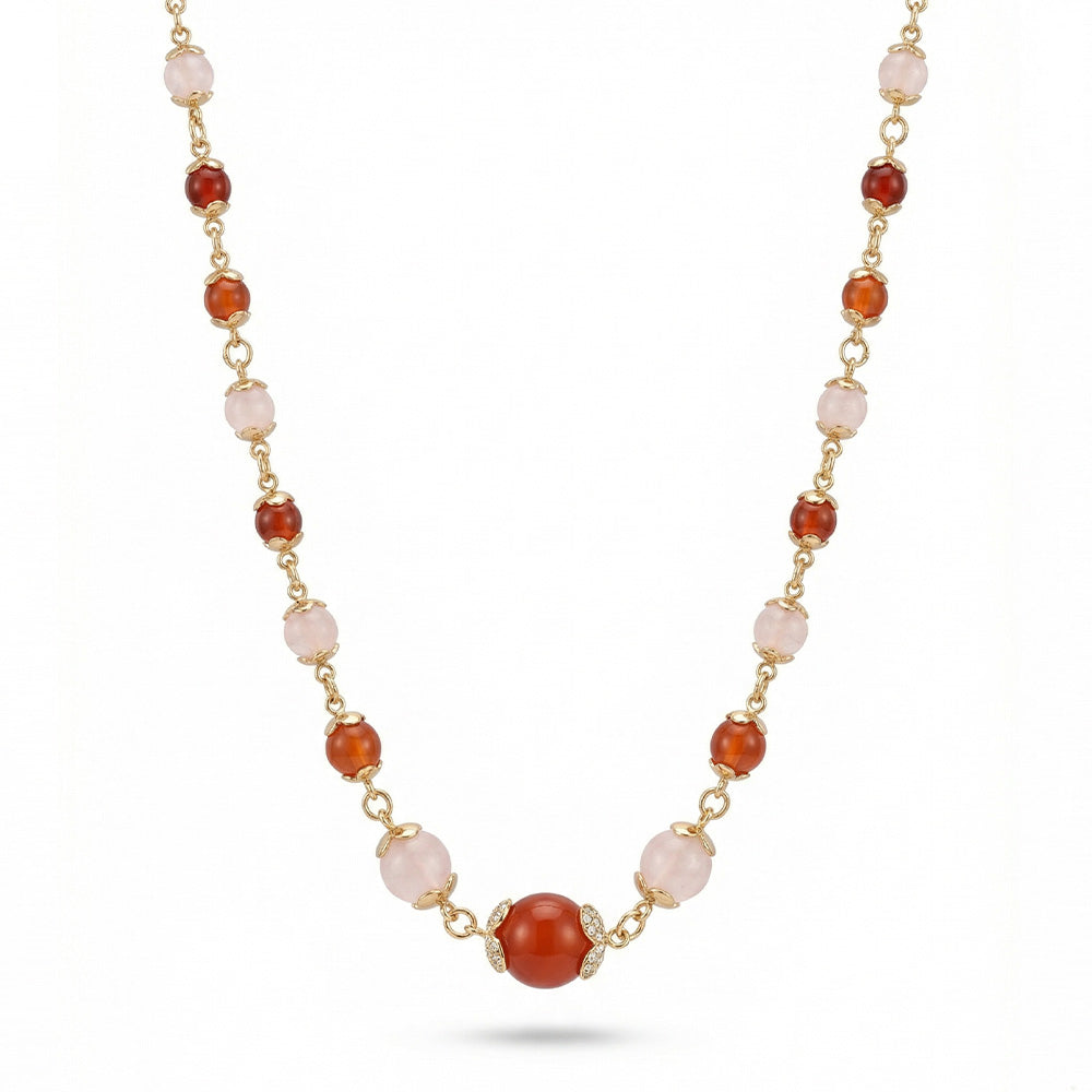 COLLANA GIROCOLLO CON PIETRE ROTONDE E CATENA