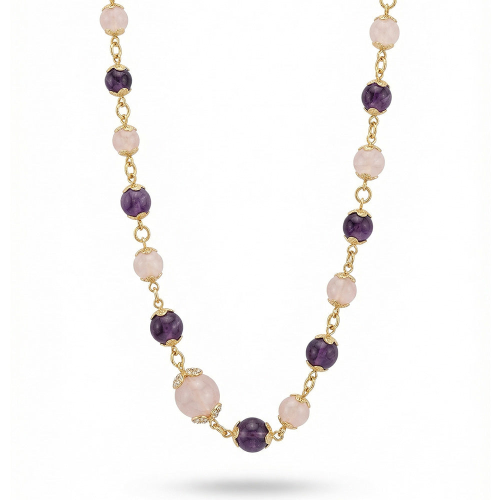 COLLANA GIROCOLLO CON PIETRE ROTONDE E CATENA