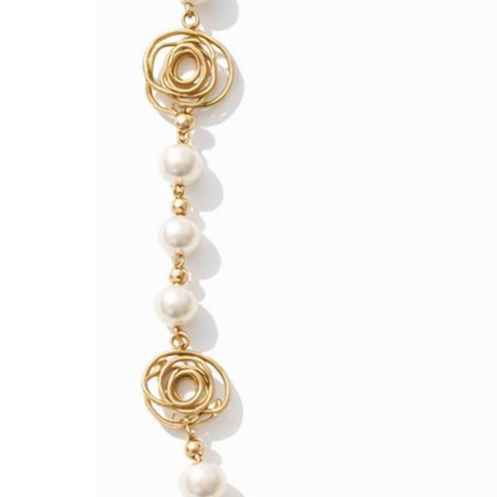 COLLANA LUNGA CON PERLE E ROSE
