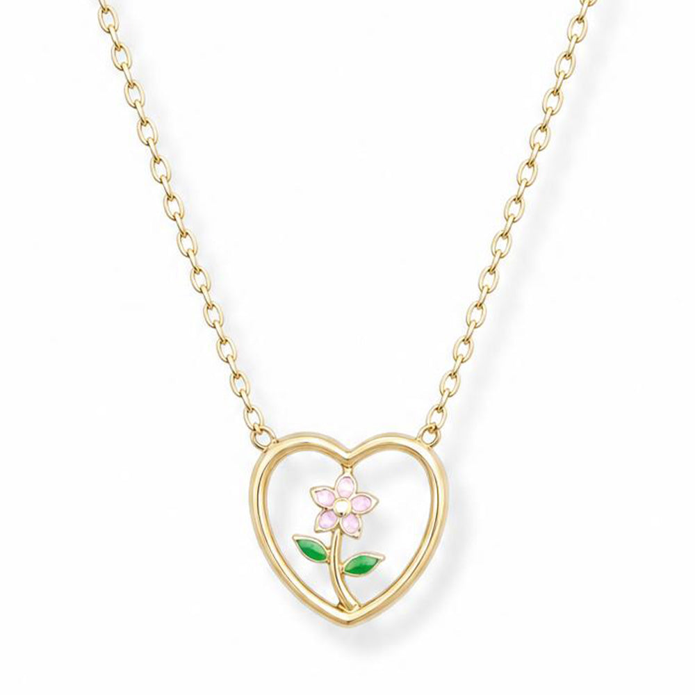COLLANA A GIROCOLLO CON FIORE INCORNICIATO IN UN CUORE