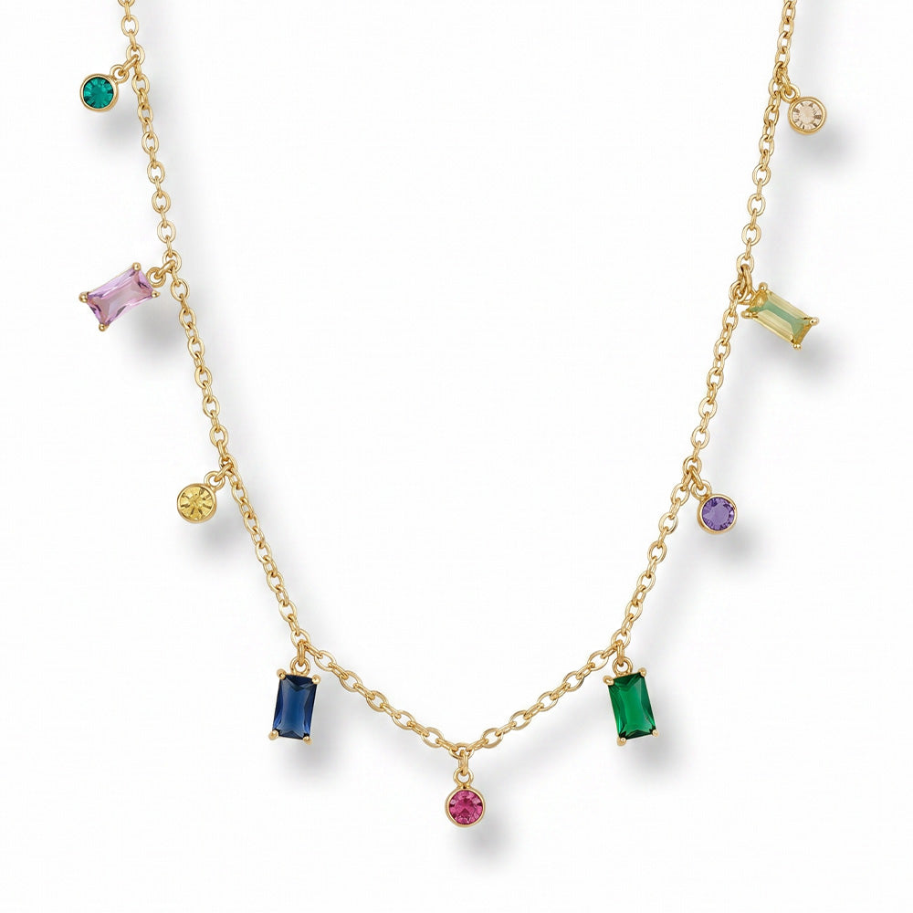 COLLANA GIROCOLLO CON STRASS COLORATI DI DIVERSA DIMENSIONE