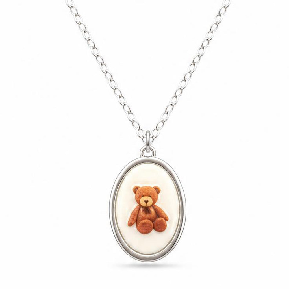 COLLANA GIROCOLLO CON ORSETTO DISEGNATO SU PENDENTE