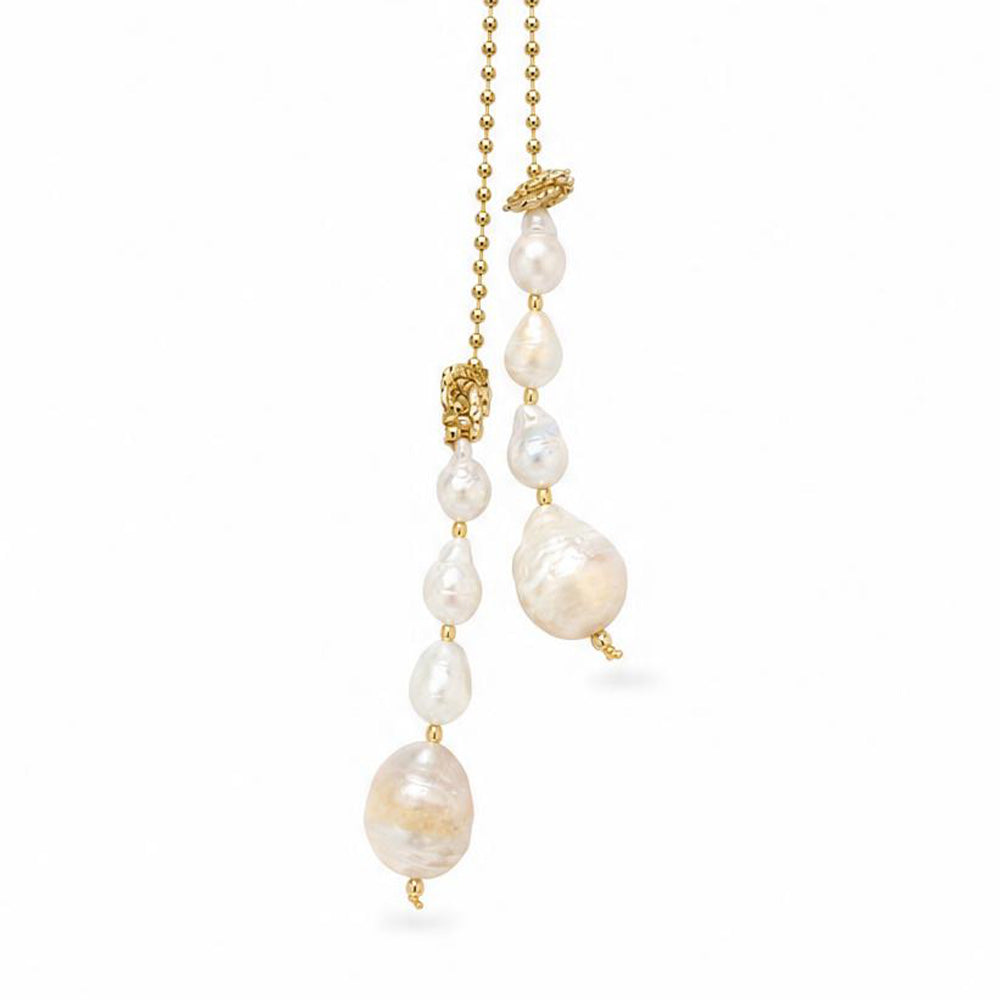 COLLANA LUNGA SALI E SCENDI CON PERLE DI FIUME PENDENTI