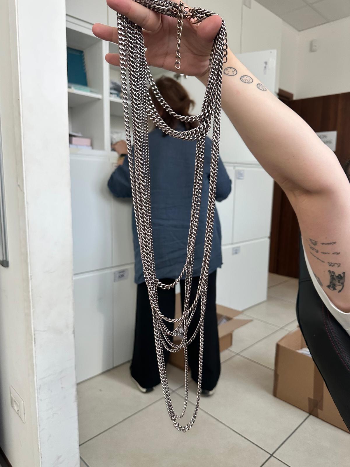 COLLANA MULTIFILO CATENA A GRUMETTA SATINATA