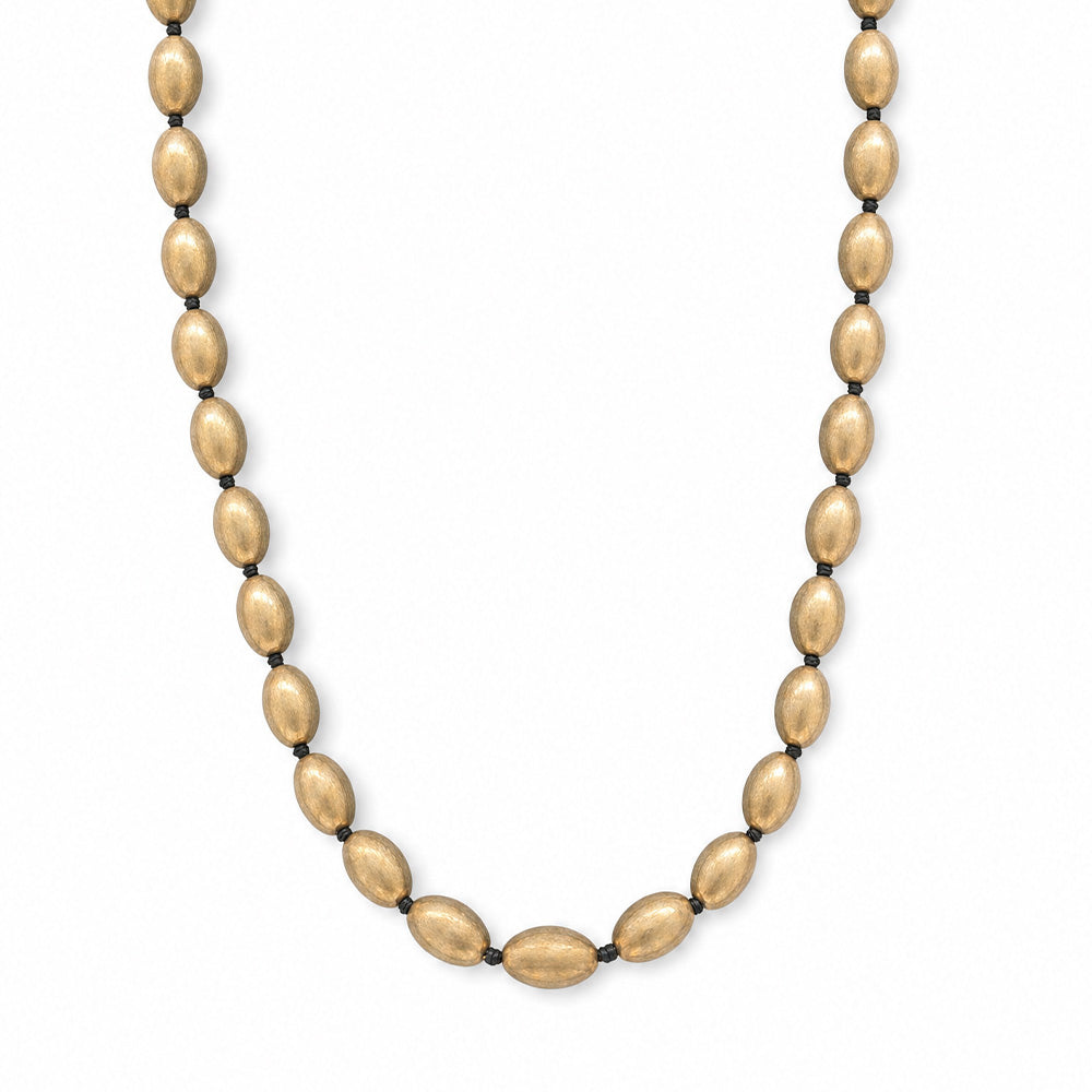 COLLANA LUNGA CON INSERTI ALLUNGATI OVALI E NODINI