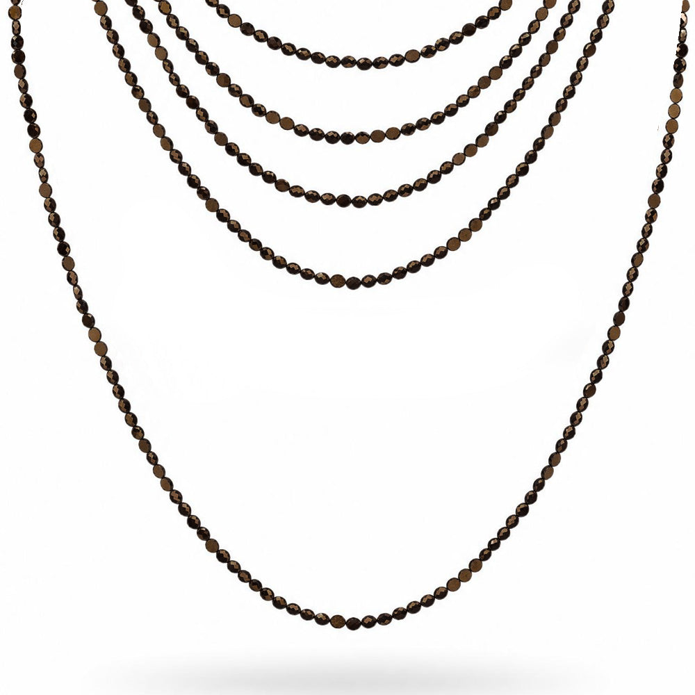COLLANA LUNGA MULTIFILO CON PERLINE SFACCETTATE