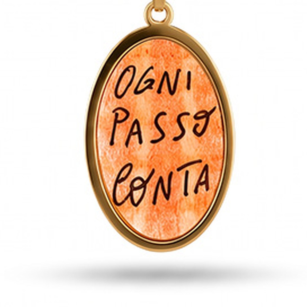COLLANA MORBIDA CON CHARM OVALE "OGNI PASSO CONTA"