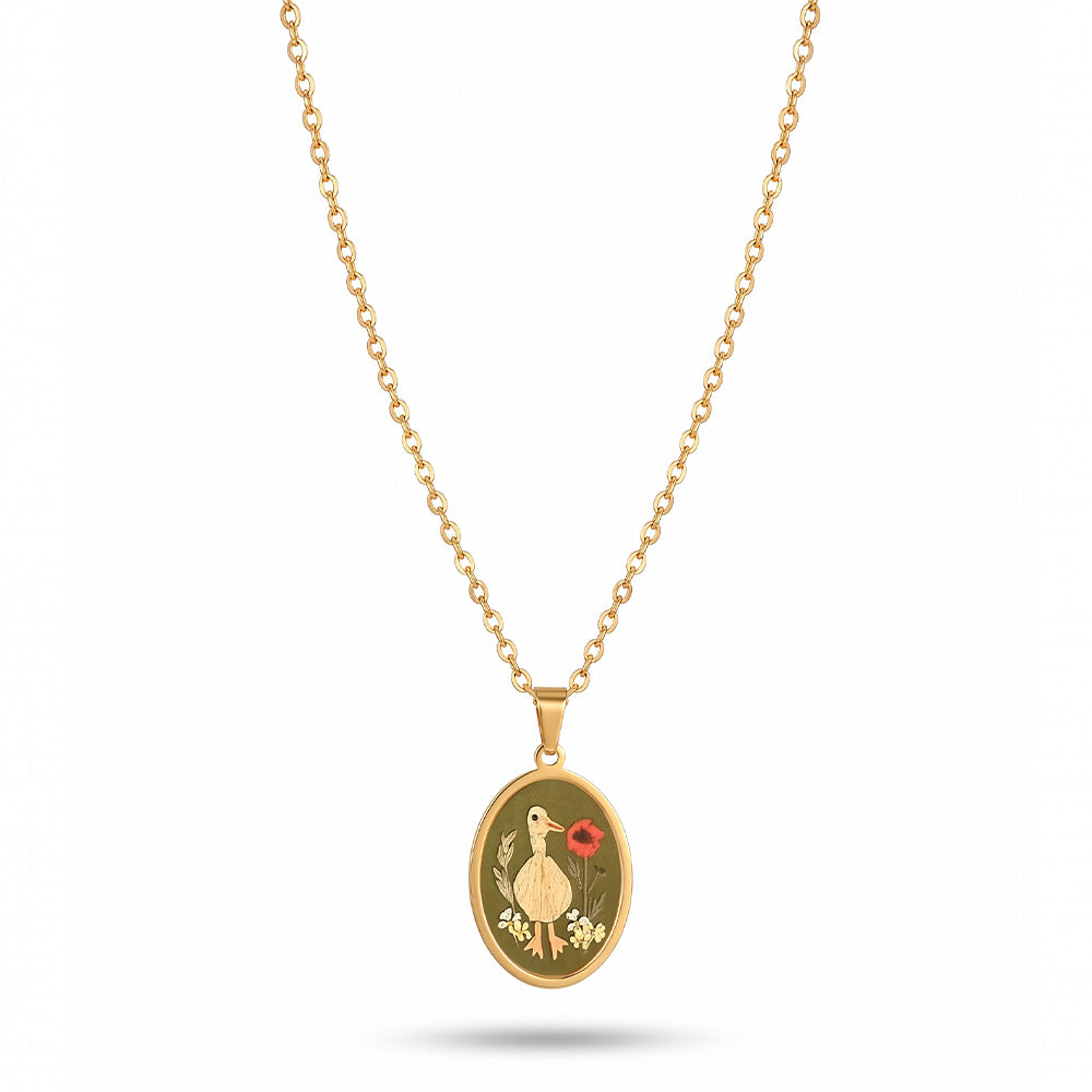 COLLANA MORBIDA LUNGA CON CHARM STILE VINTAGE CON OCA