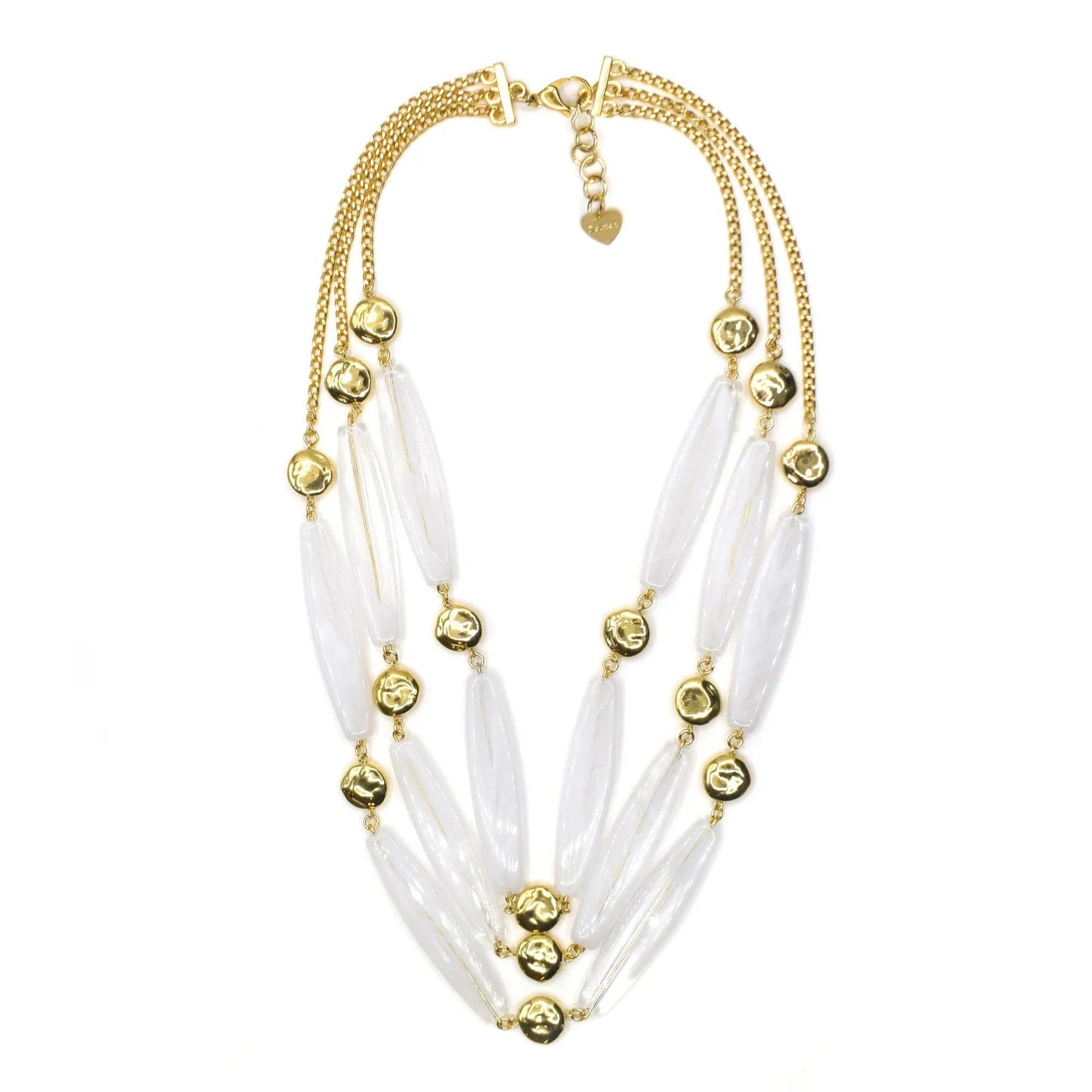 MULTI-STRAIN NECKLACE IN GRADATION WITH RESIN ELEMENTS