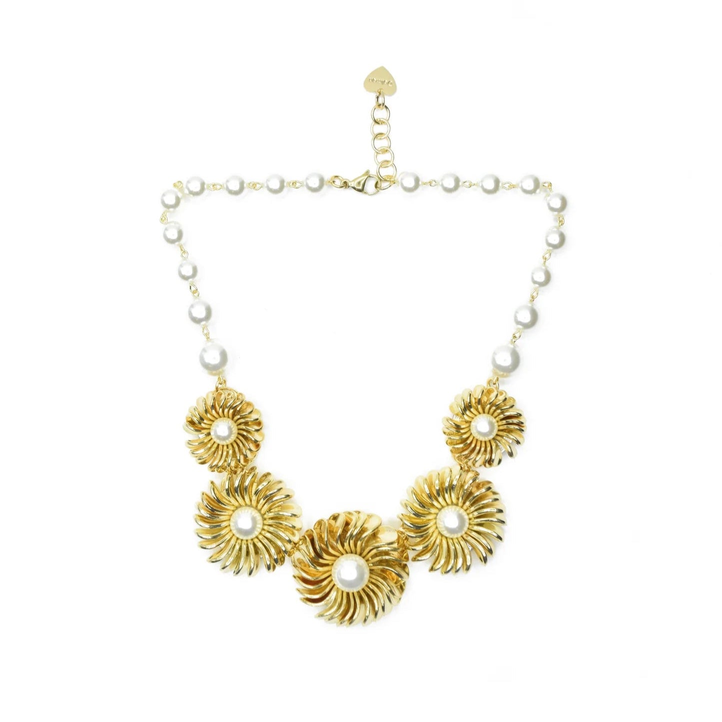 CHOKER NECKLACE WITH PEARLS AND FLOWERS OF DIFFERENT SIZES