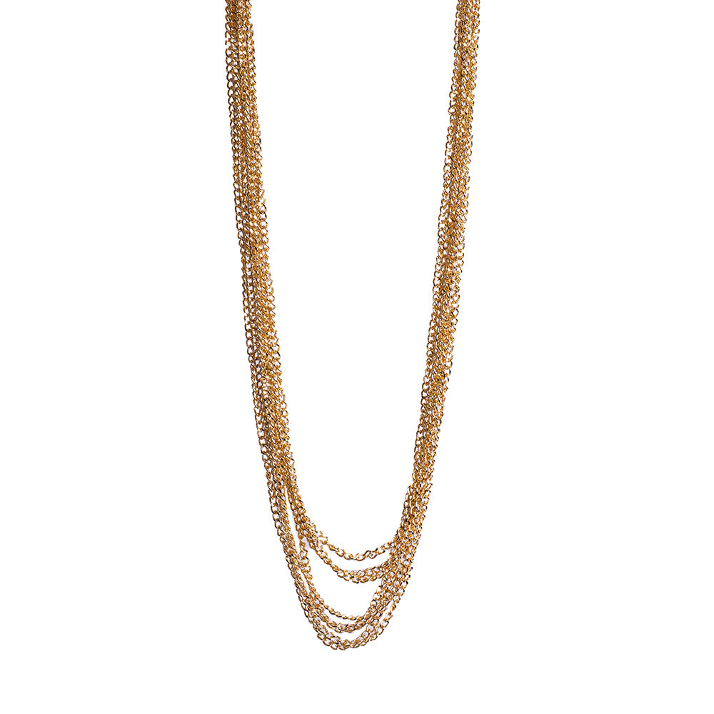 LONG MULTI-STRAIN THIN CHAIN NECKLACE