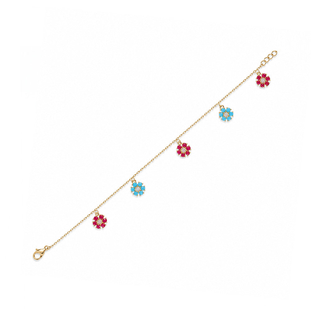 BRACCIALE MORBIDO CON PIETRE E STRASS SU FIORI