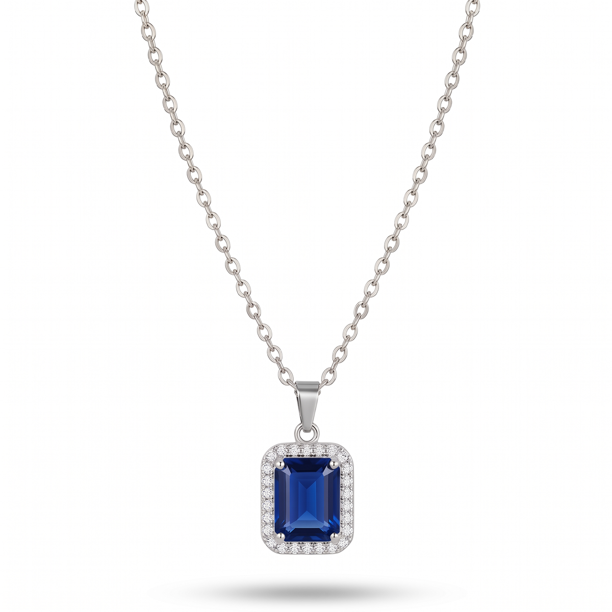 COLLANA A GIROCOLLO CON PUNTO LUCE COLORATO RETTANGOLARE CIRCONDATO DA STRASS