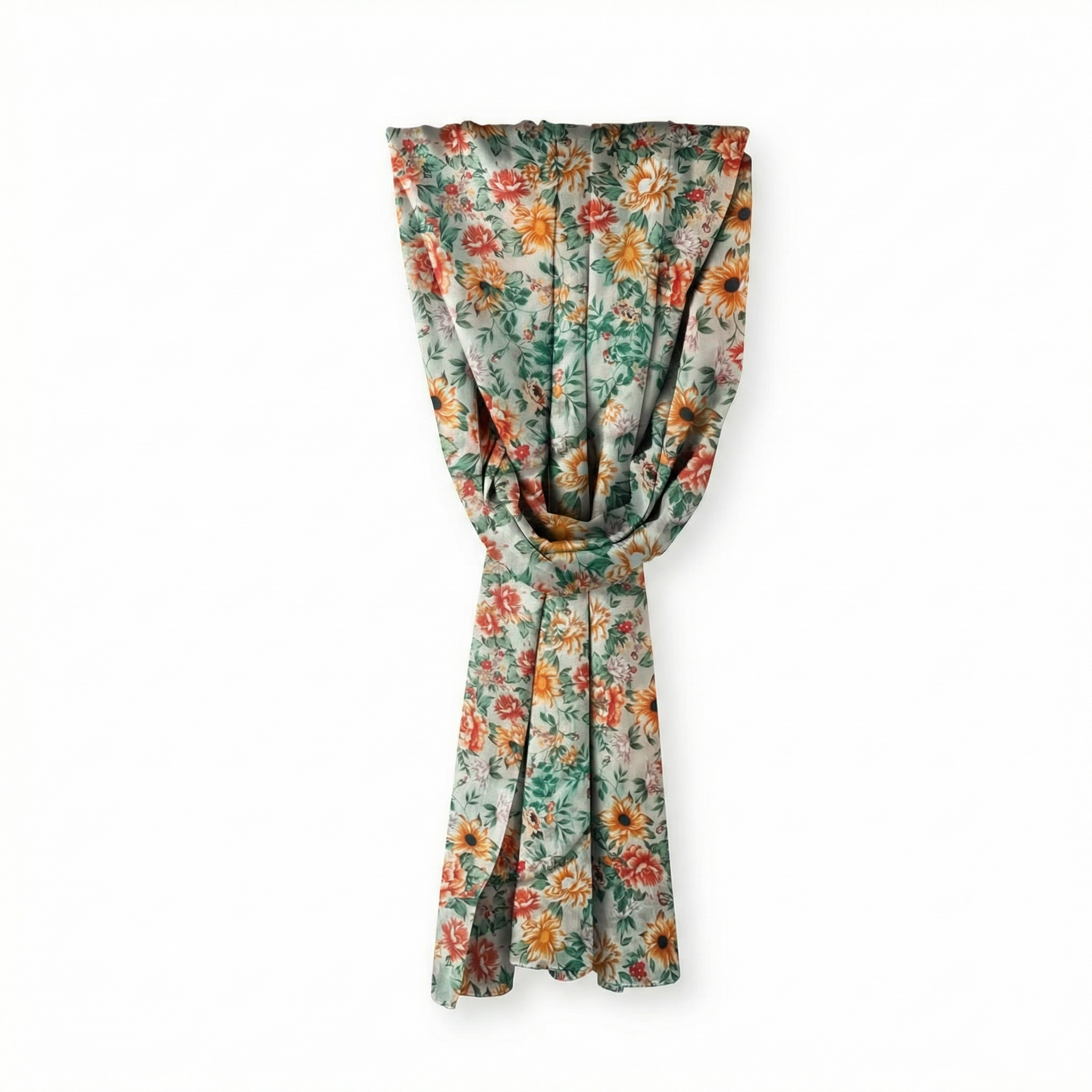SCIARPA FOULARD IN SETA GRANDE CON FIORI E RAMI DI DIVERSO GENERE