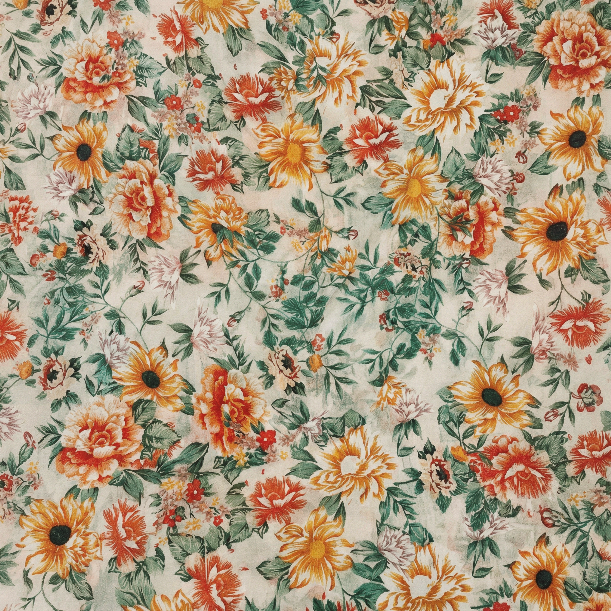 SCIARPA FOULARD IN SETA GRANDE CON FIORI E RAMI DI DIVERSO GENERE