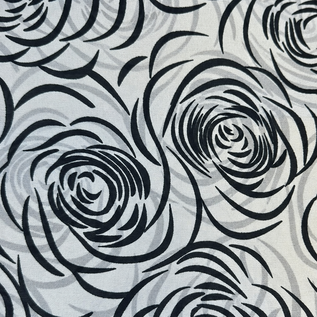 SCIARPA FOULARD IN SETA CON ROSE STILIZZATE E POIS