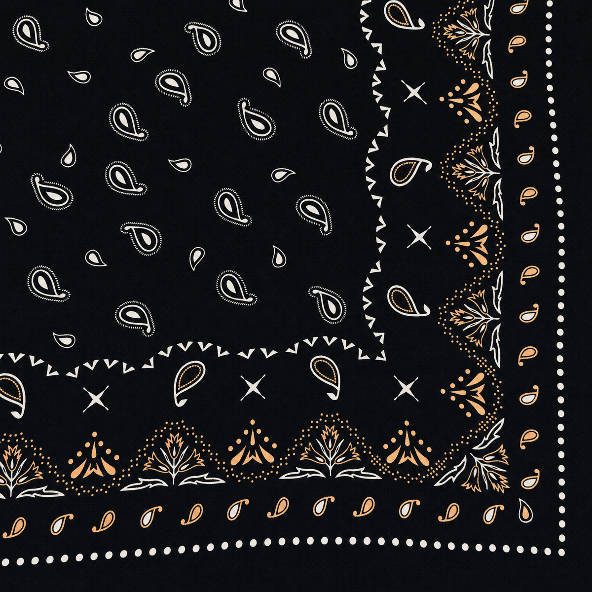 SCIARPA FOULARD DA COLLO CON FANTASIA SU SFONDO NERO