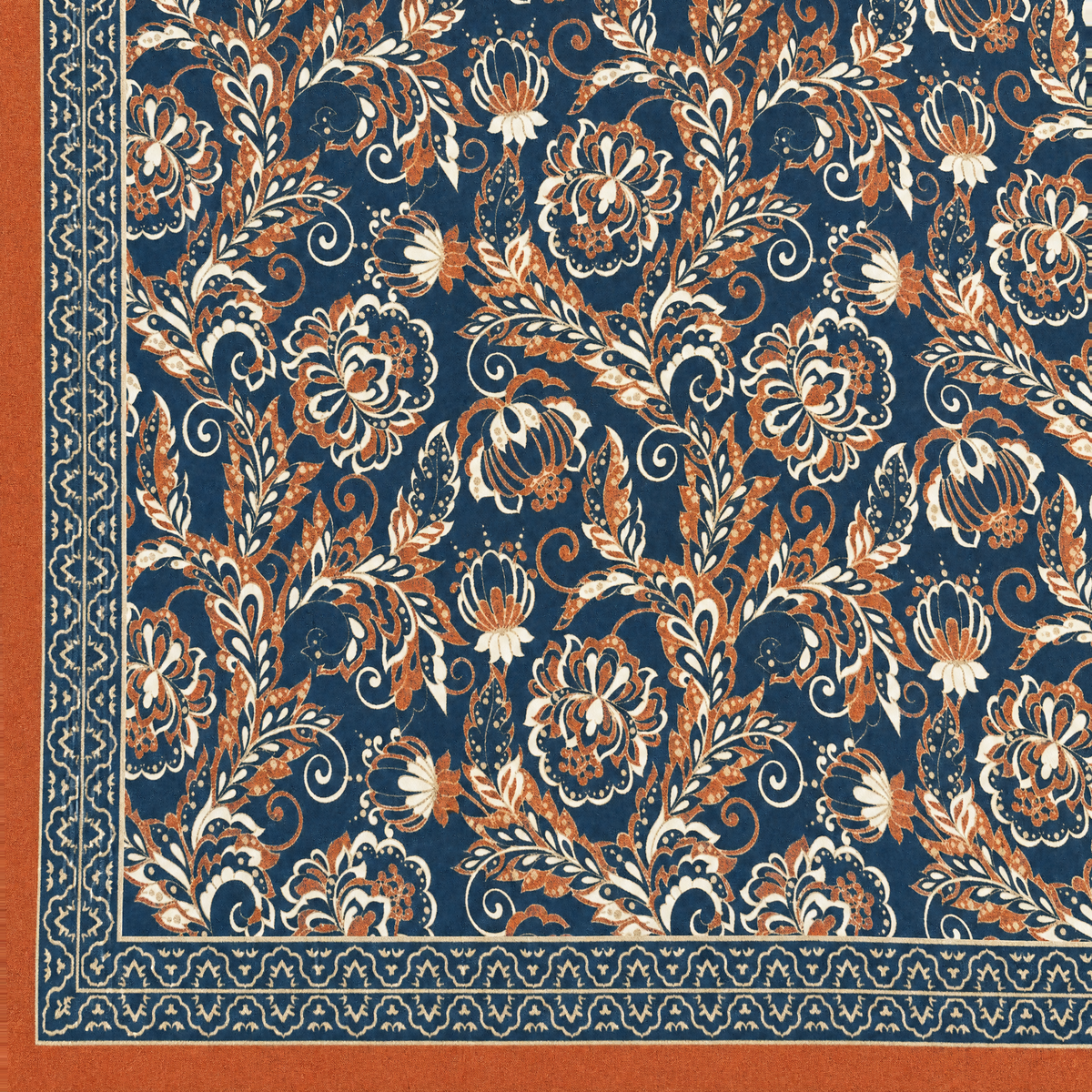 SCIARPA FOULARD DA COLLO CON PATTERN A FIORI E CORNICE ORNAMENTALE