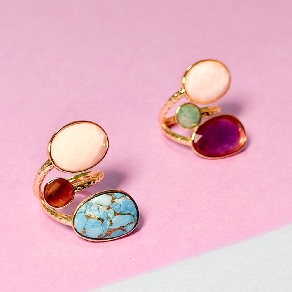 ANELLO A SPIRALE CON PIETRE NATURALI