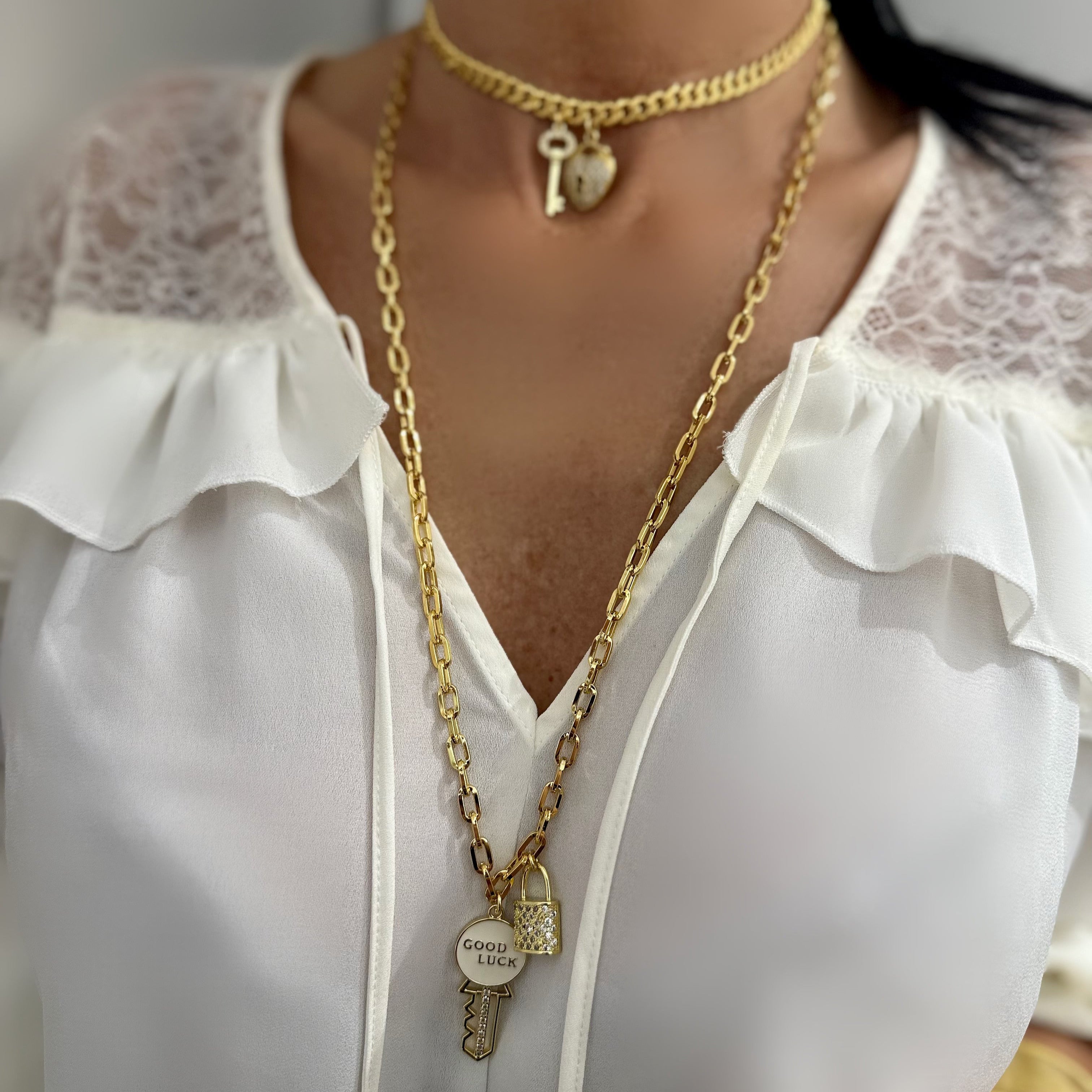 LOVE LOCK GOOD LUCK LONG NECKLACE