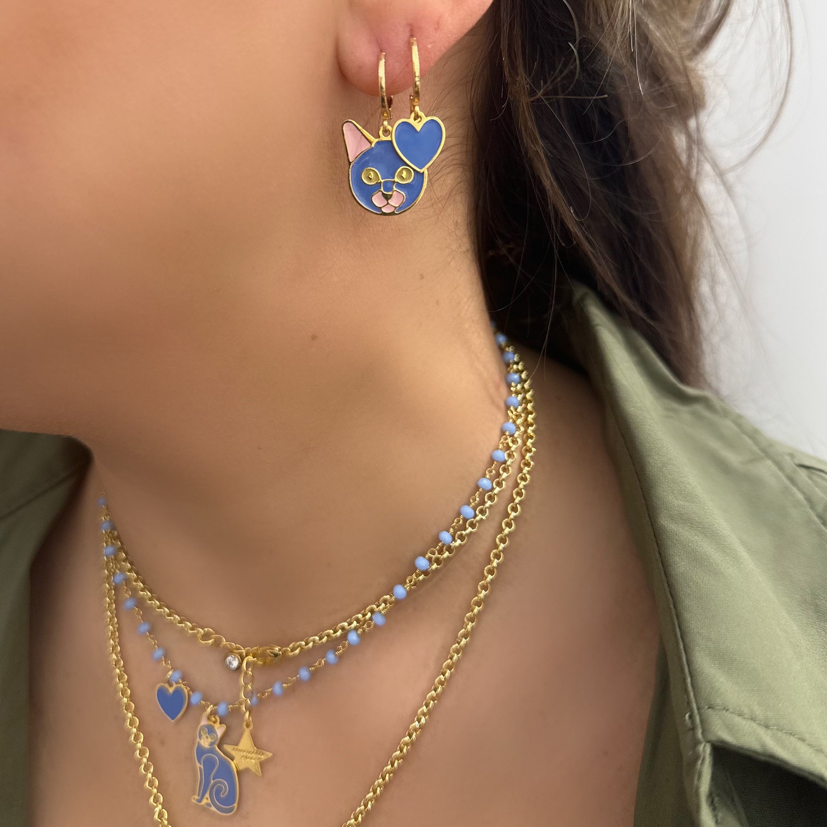 ORECCHINI PENDENTI GATTI MINIHOOPS