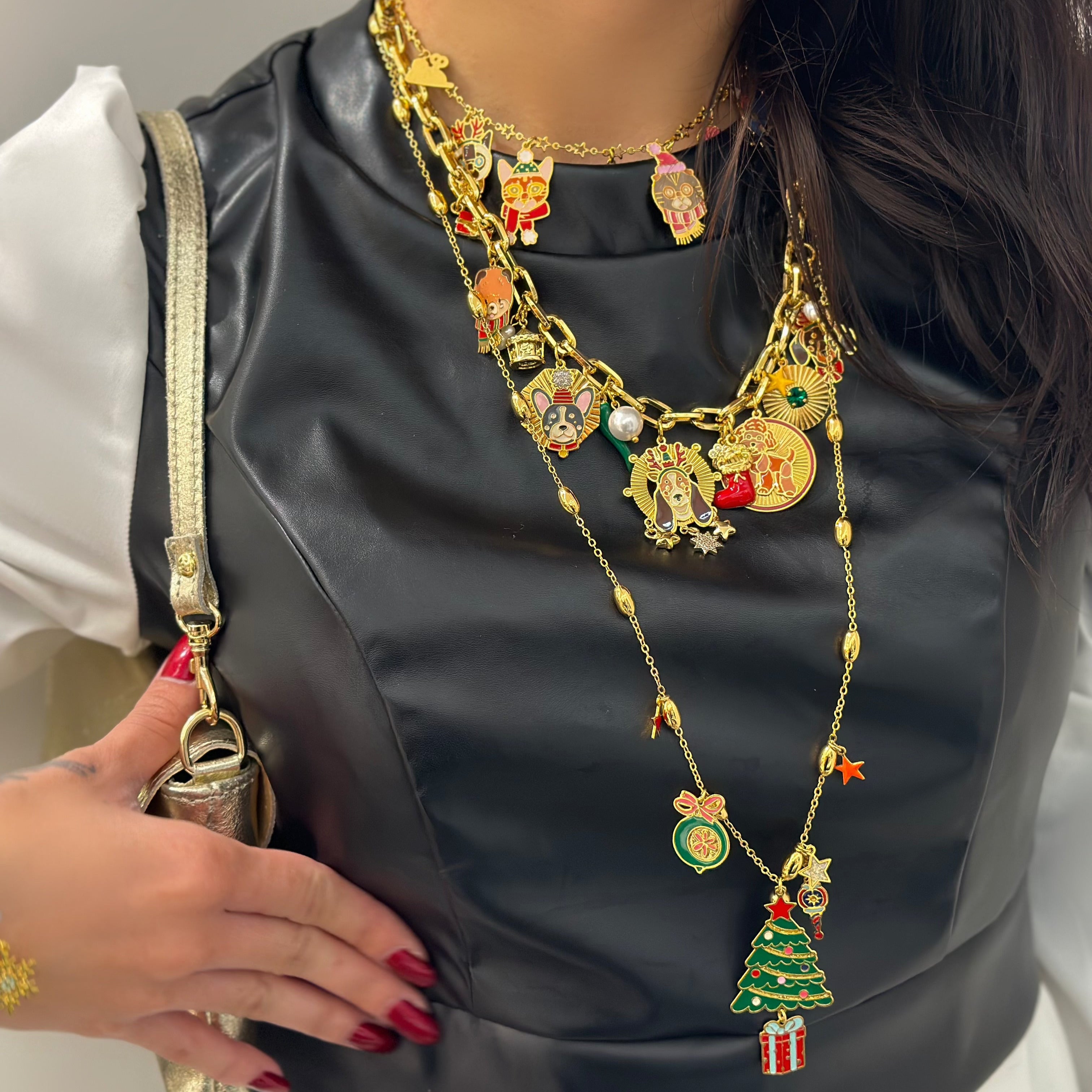 COLLANA LUNGA CON CIONDOLI NATALIZI