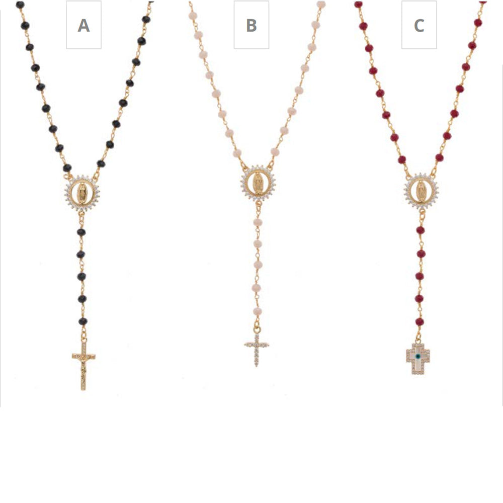 COLLANA GIROCOLLO ROSARIO HOLY MARY CON MADONNA