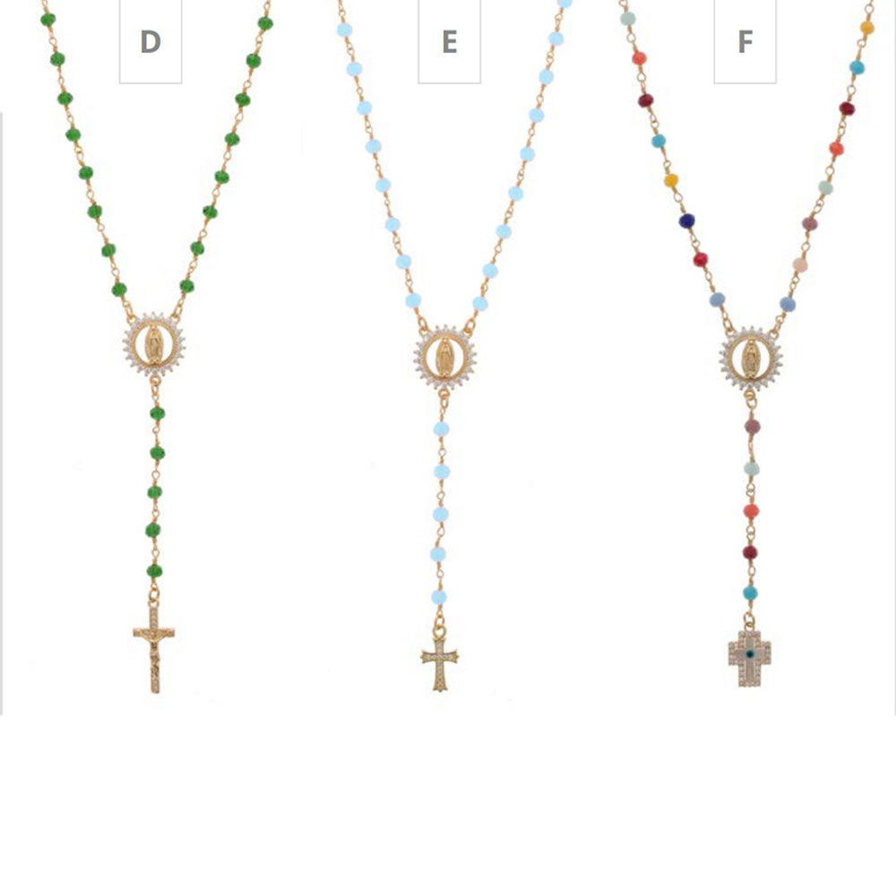 COLLANA GIROCOLLO ROSARIO HOLY MARY CON MADONNA