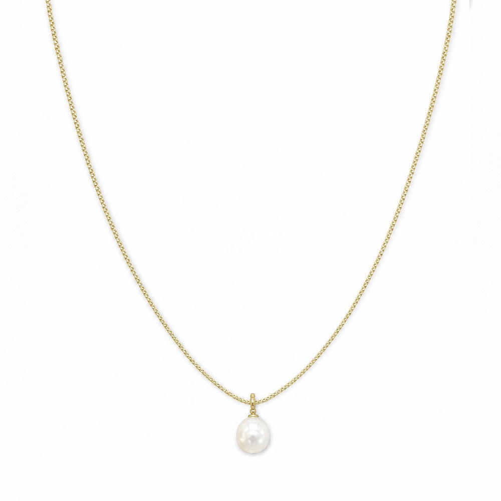 COLLANA A GIROCOLLO CON FILO BRILLANTE E PERLA PENDENTE