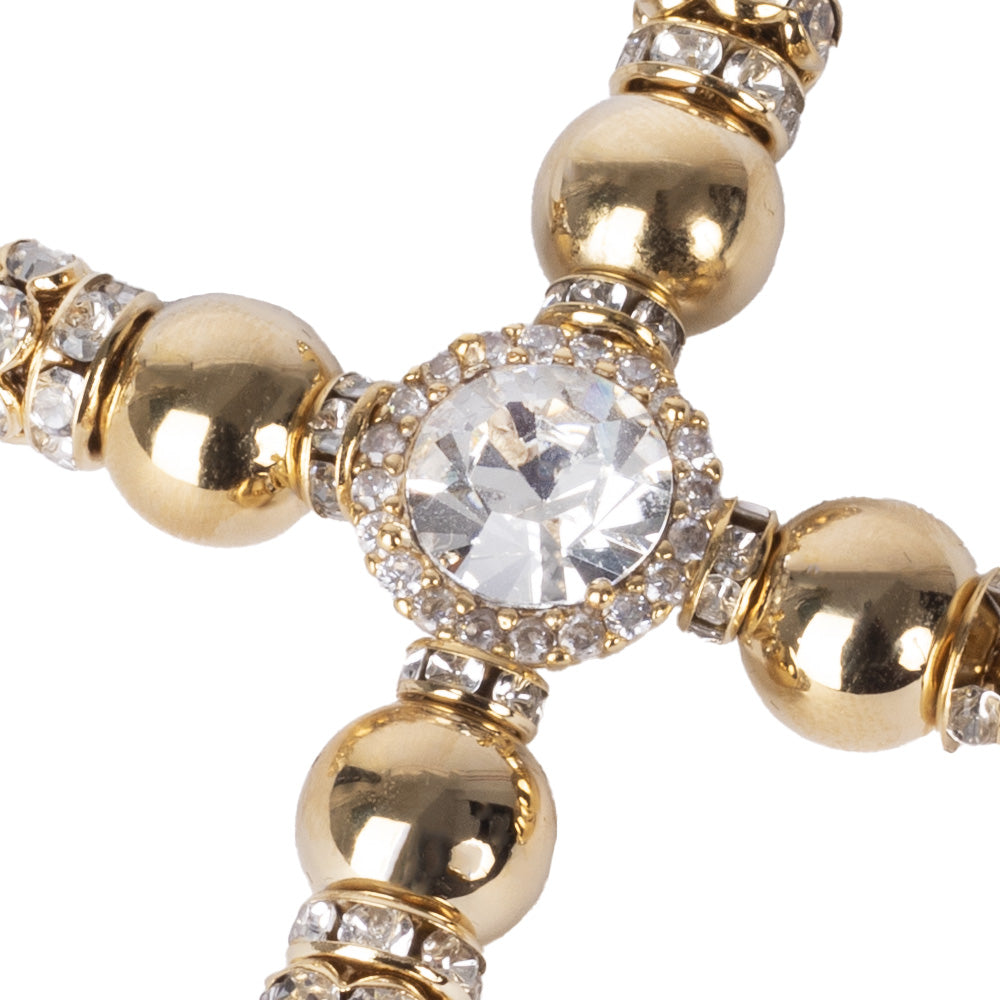 ORECCHINI PENDENTI A CROCE CON STRASS