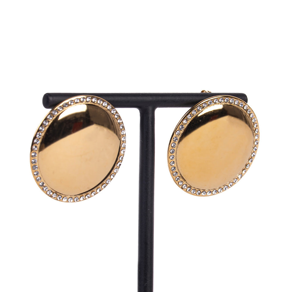 ORECCHINI A LOBO ROTONDI CON STRASS AI LATI