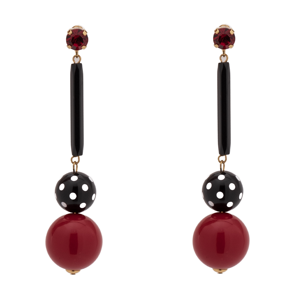 ORECCHINI PENDENTI CON SFERE BICOLORE