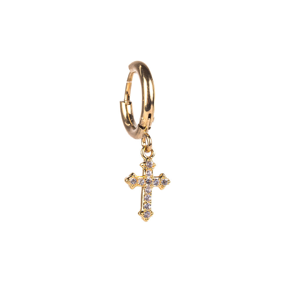 SINGLE EARRING WITH DANGLING CROSS