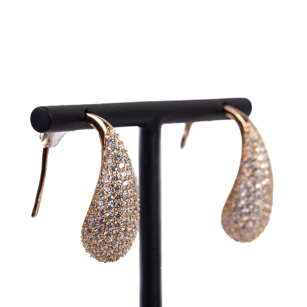 DROP DANGLING EARRINGS WITH RHINESTONE