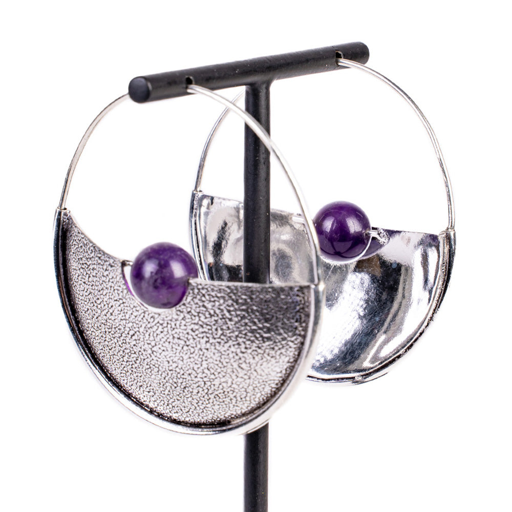 ORECCHINI CERCHIO CON SFERA CENTRALE