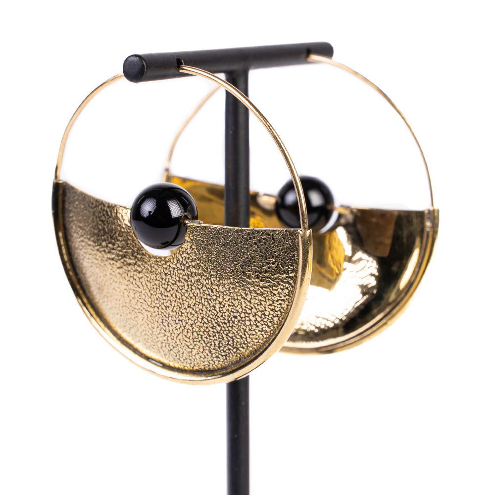 ORECCHINI CERCHIO CON SFERA CENTRALE