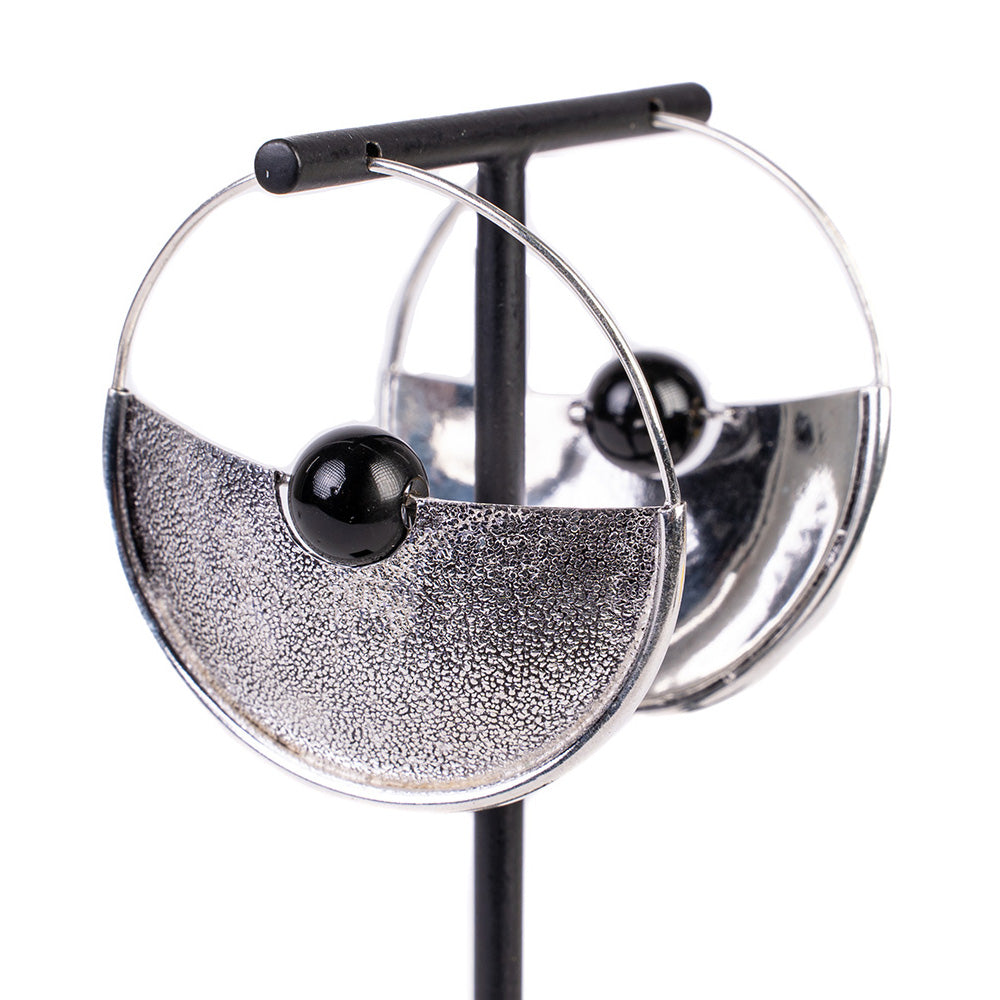 ORECCHINI CERCHIO CON SFERA CENTRALE