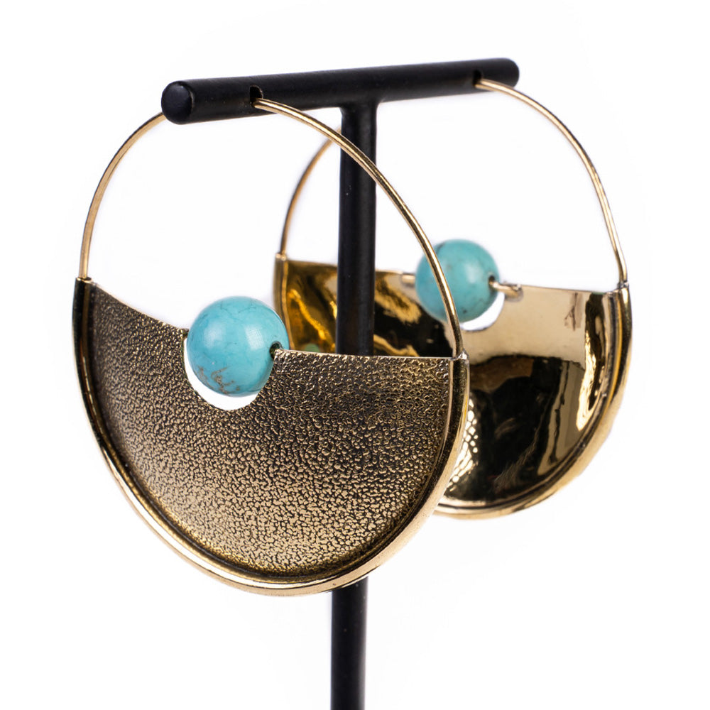 ORECCHINI CERCHIO CON SFERA CENTRALE