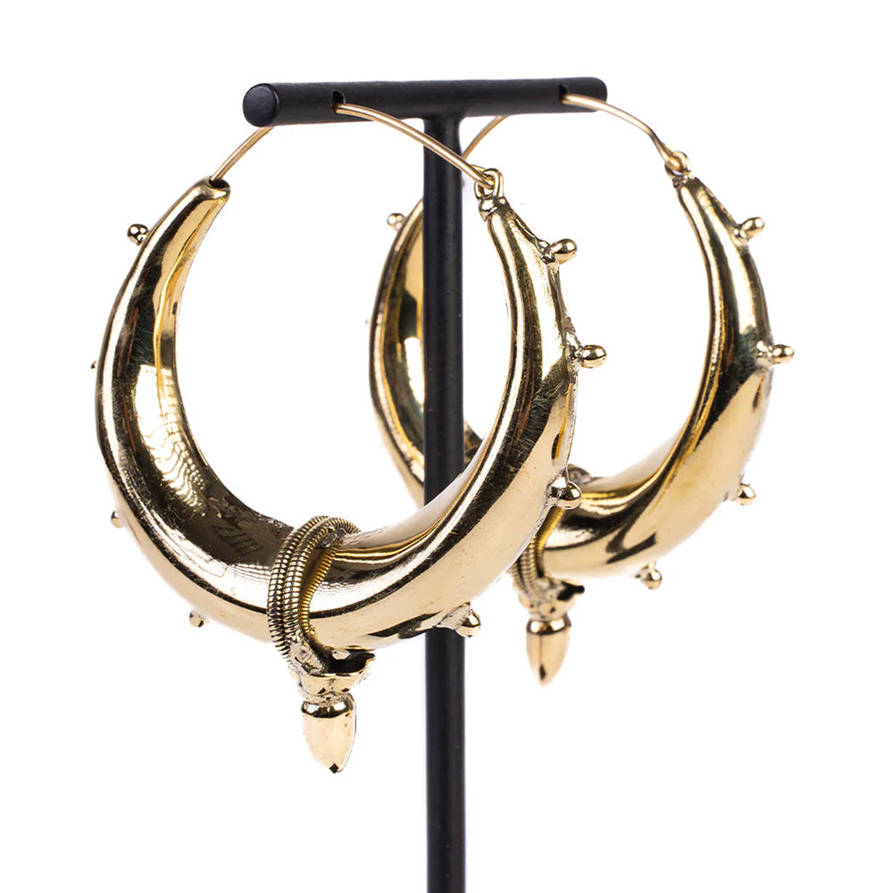 LARGE HOOP EARRINGS WITH STUDS AND PENDANT